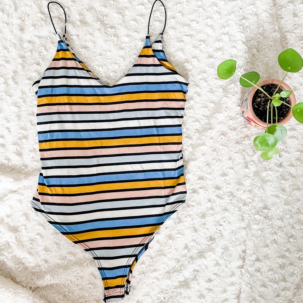 Striped tank top bodysuit